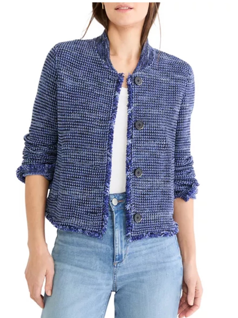 Nik + Zoe $228 Fringe Knit Bomber Jacket